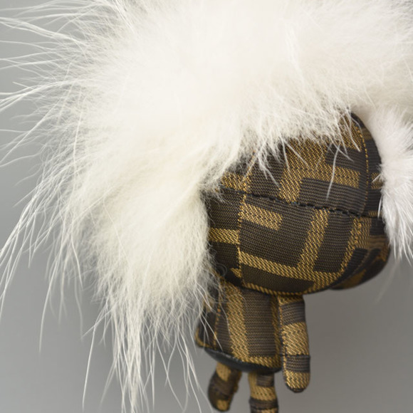 FENDI key holder bag charm  Zucca space monkey nylon canvas fur rhinestone - Picture 4 of 8